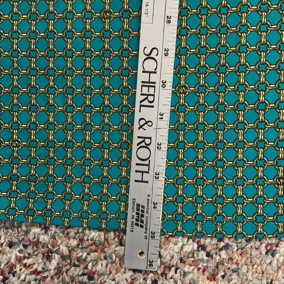 Michael Kors Jade Green Gold Chain Print Silky Knee Length Shift Dress Size S - Picture 11 of 11